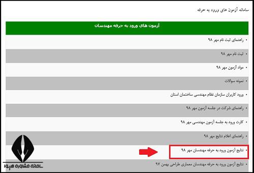 اعلام نتایج آزمون نظام مهندسی