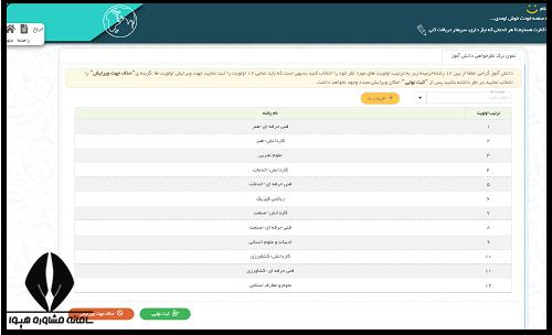 ثبت نام اولویت بندی آزمون