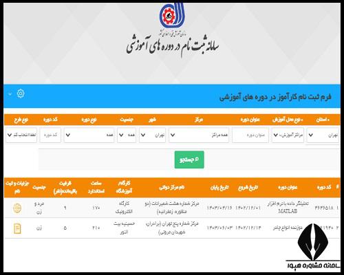 ثبت نام دوره مشاوره تحصیلی سازمان فنی حرفه ای